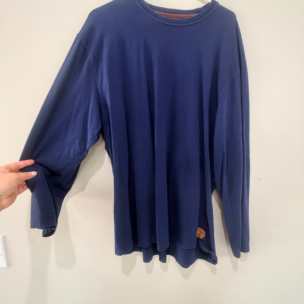 Born Long Sleeve Shirt Mens XL Blue Cotton Elbow Patch Minimalist Indie